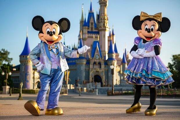 Mickey e Minnie com look aniversário de 50 anos